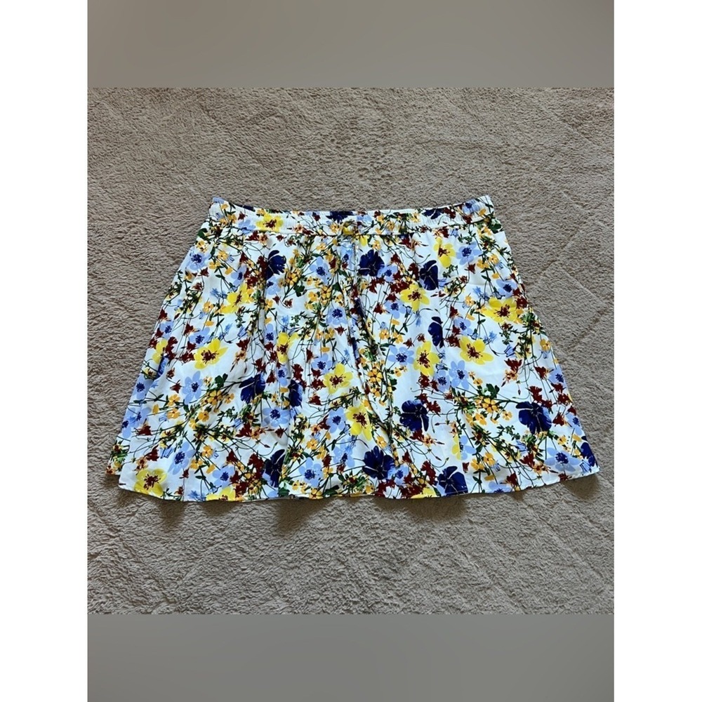 Banana Republic Floral Drawstring Skirt Preppy Cottage Peasant Minimalist Size L